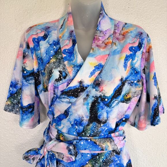 Elhoffer Wrap Dress Womens Large Essentials Nebula Dreams Space Galaxy Retired - Picture 4 of 12